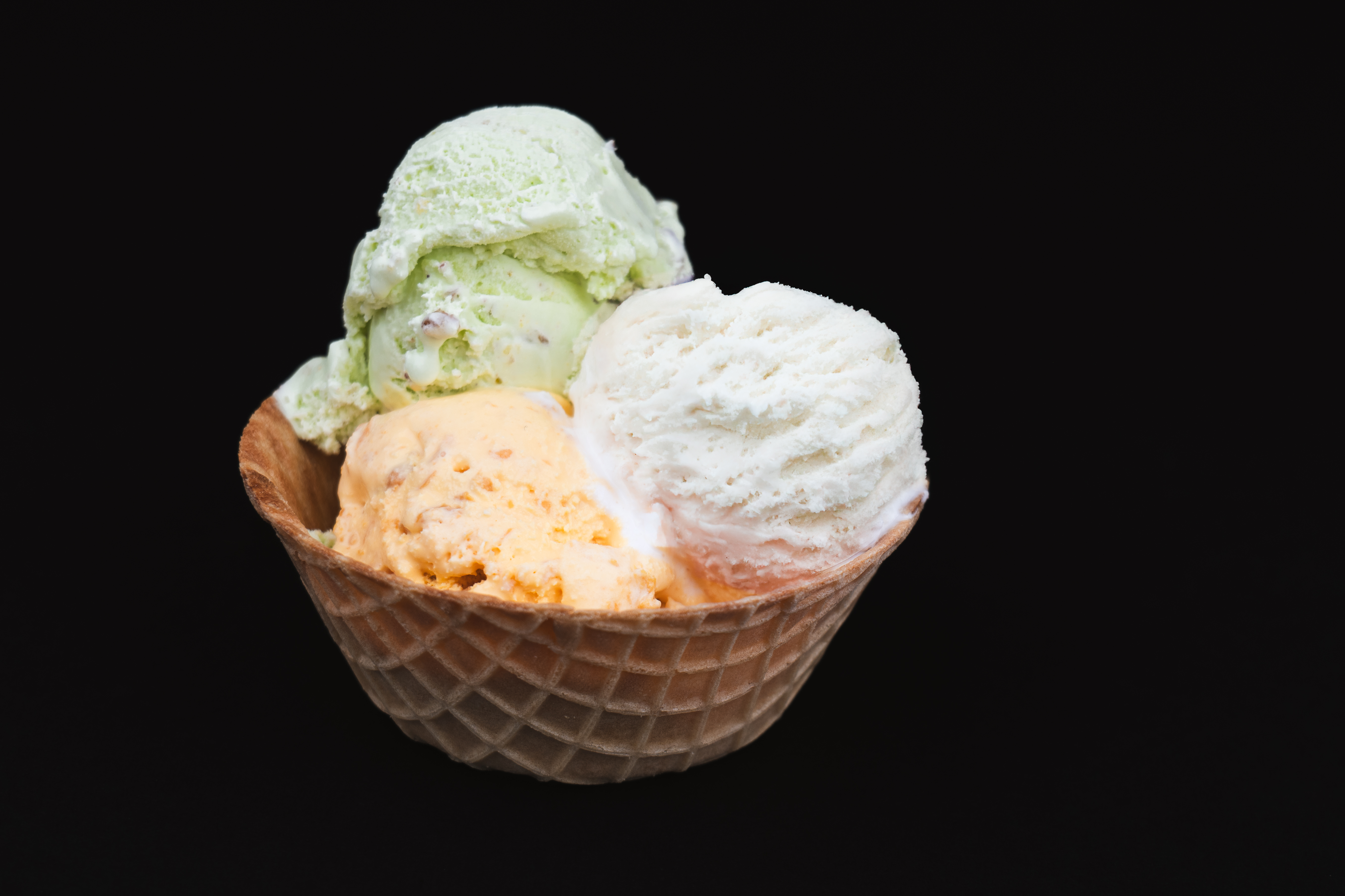 Triple Scoop Ice Cream Waffle Basket