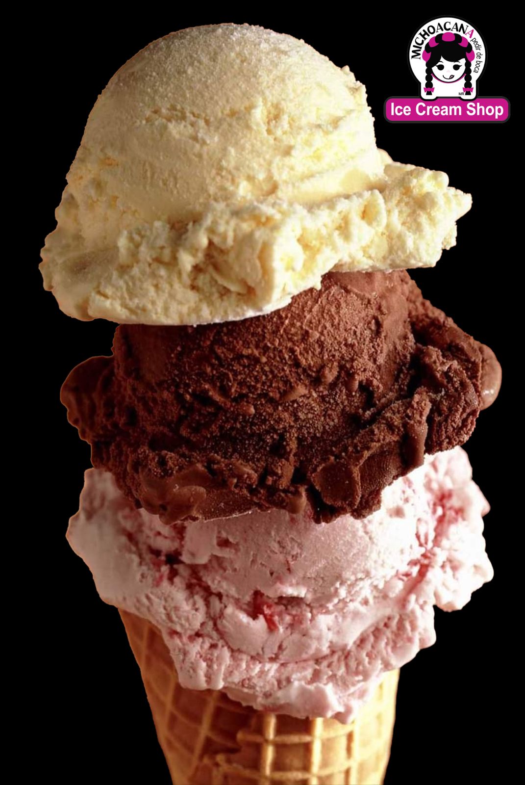 Triple Scoop Ice Cream Cone